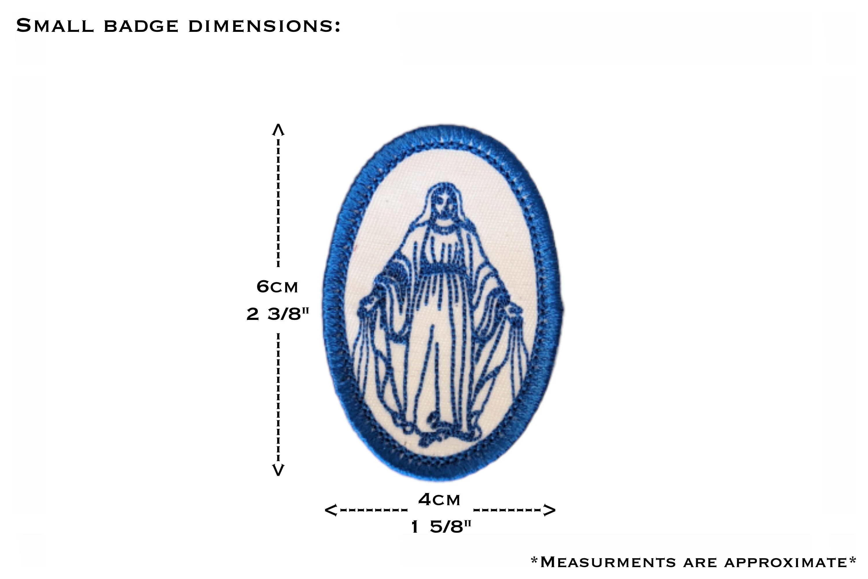 Our Lady of Grace badge, religious patch, iron on badge, sew on patch, embroidered badge, embroidered patch, Heart of Mary, pilgrimage - Image 5