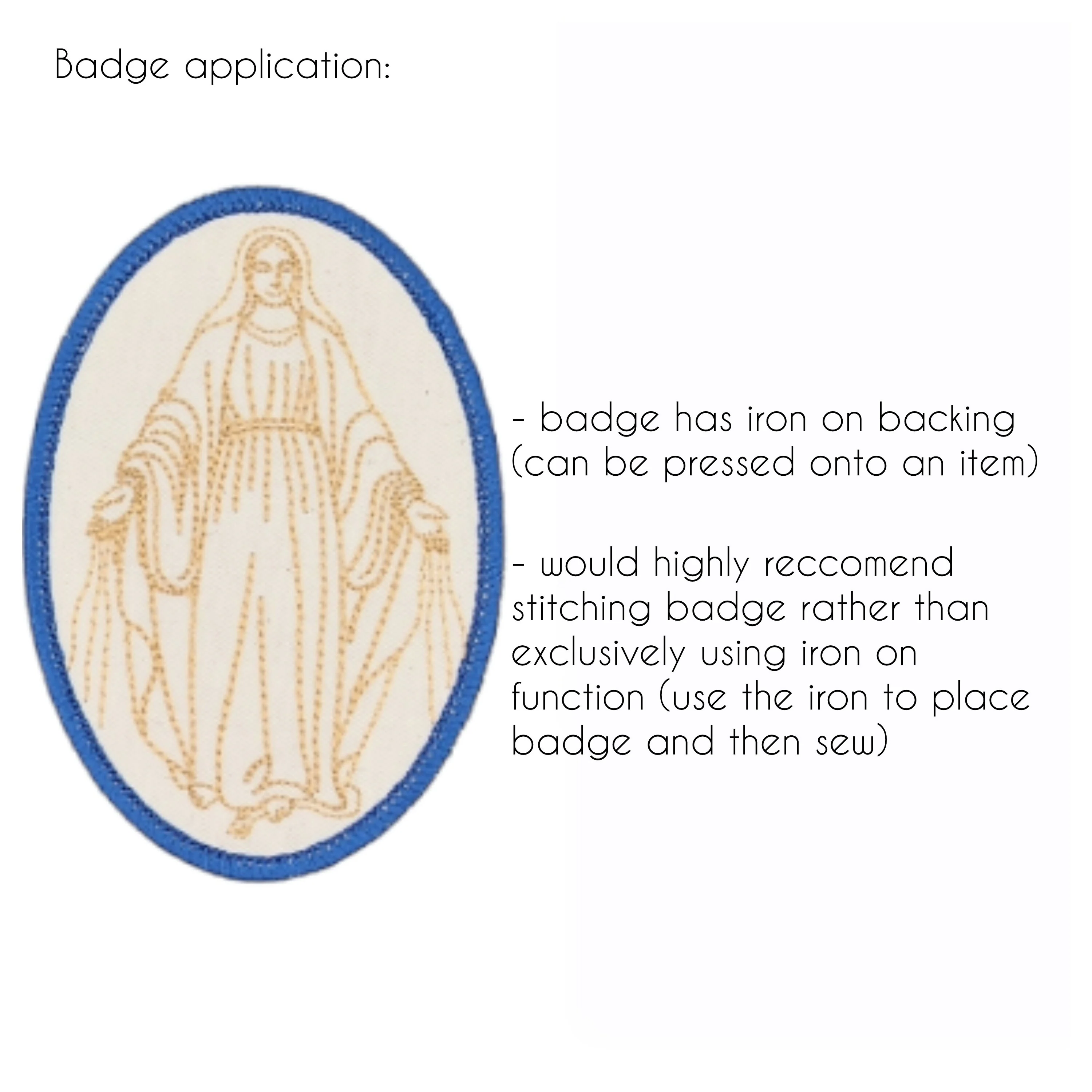 Our Lady of Grace badge, religious patch, iron on badge, sew on patch, embroidered badge, embroidered patch, Heart of Mary, pilgrimage - Image 7