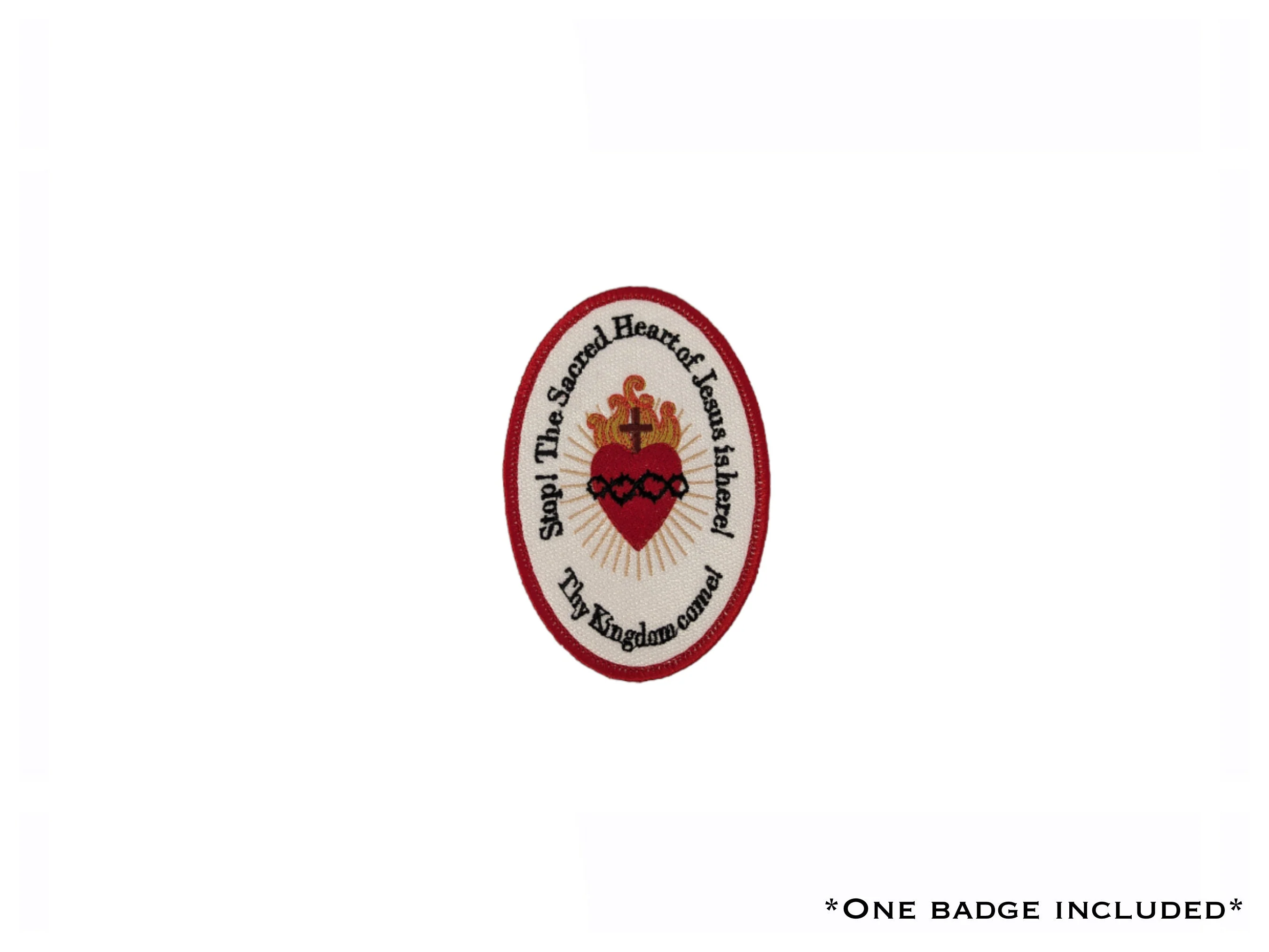 Sacred Heart badge, Detente Bala, iron on badge, sew on patch, embroidered badge, embroider patch, Sacred Heart of Jesus, Soldier protection - Image 3