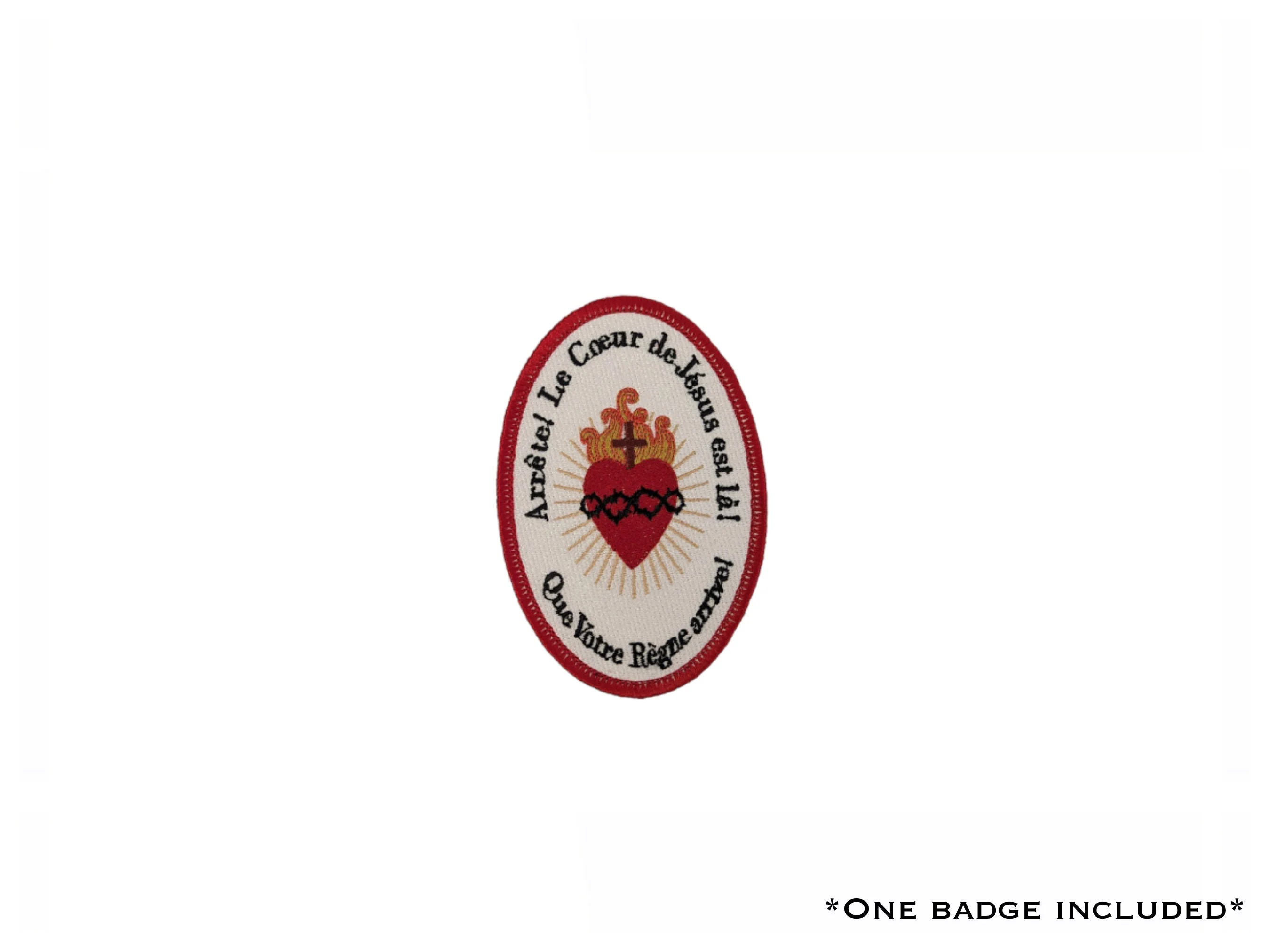Sacred Heart badge, Detente Bala, iron on badge, sew on patch, embroidered badge, embroider patch, Sacred Heart of Jesus, Soldier protection - Image 4