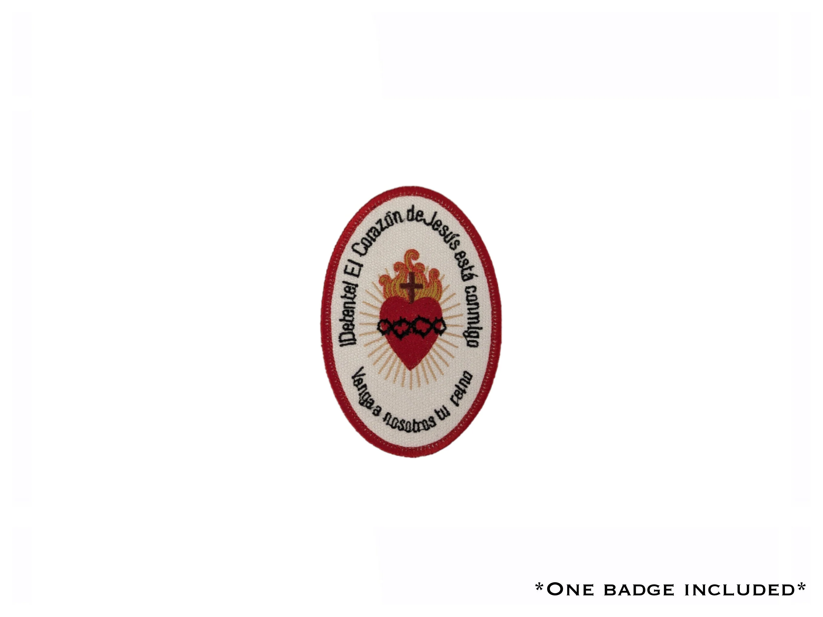 Sacred Heart badge, Detente Bala, iron on badge, sew on patch, embroidered badge, embroider patch, Sacred Heart of Jesus, Soldier protection - Image 5