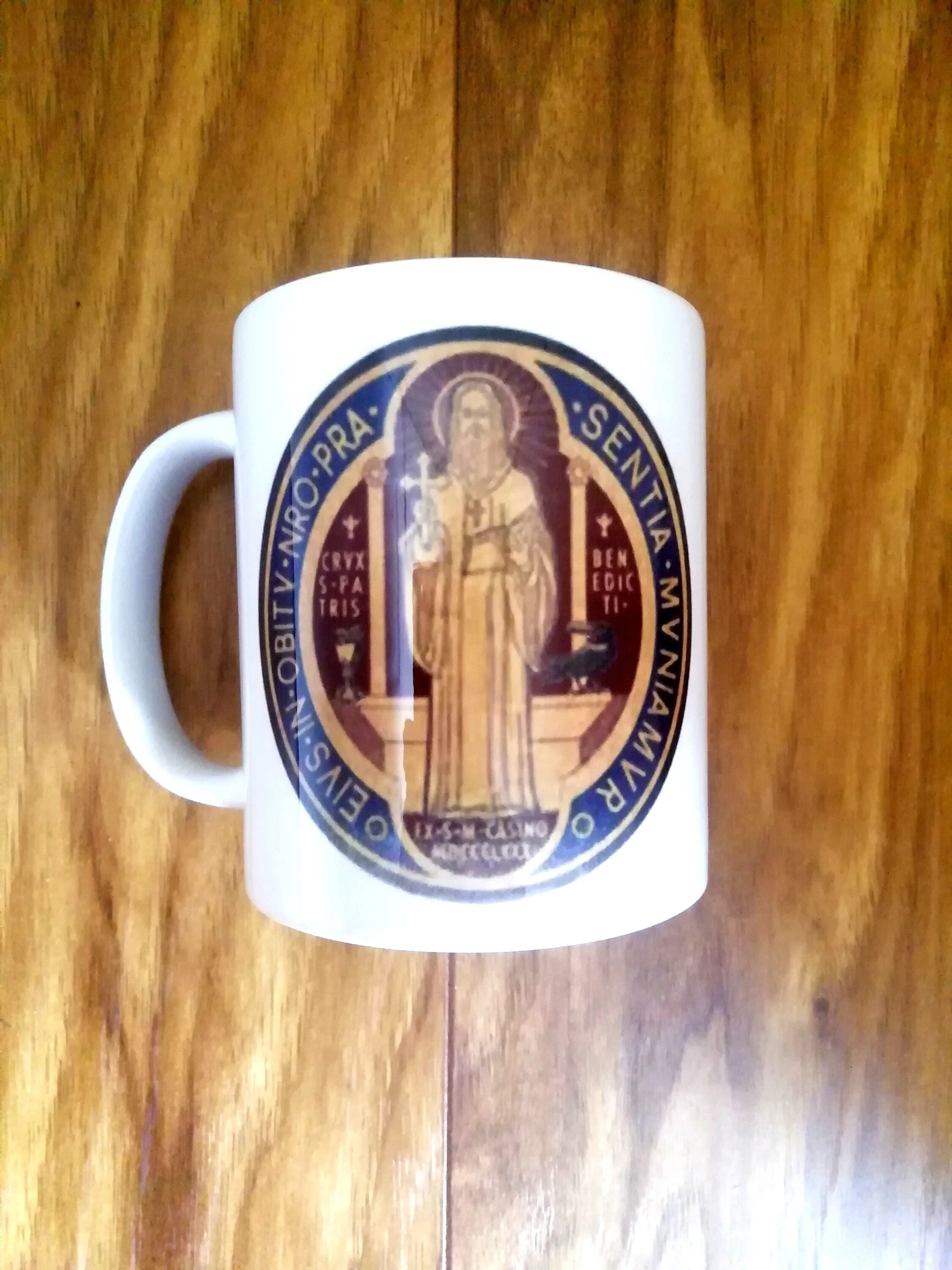 Saint Benedict, Colour, St. Benedict medal, Catholic Mug, Catholic gift, Stocking stuffer, Baptism, Holy Communion, Confirmation, Present - Image 4