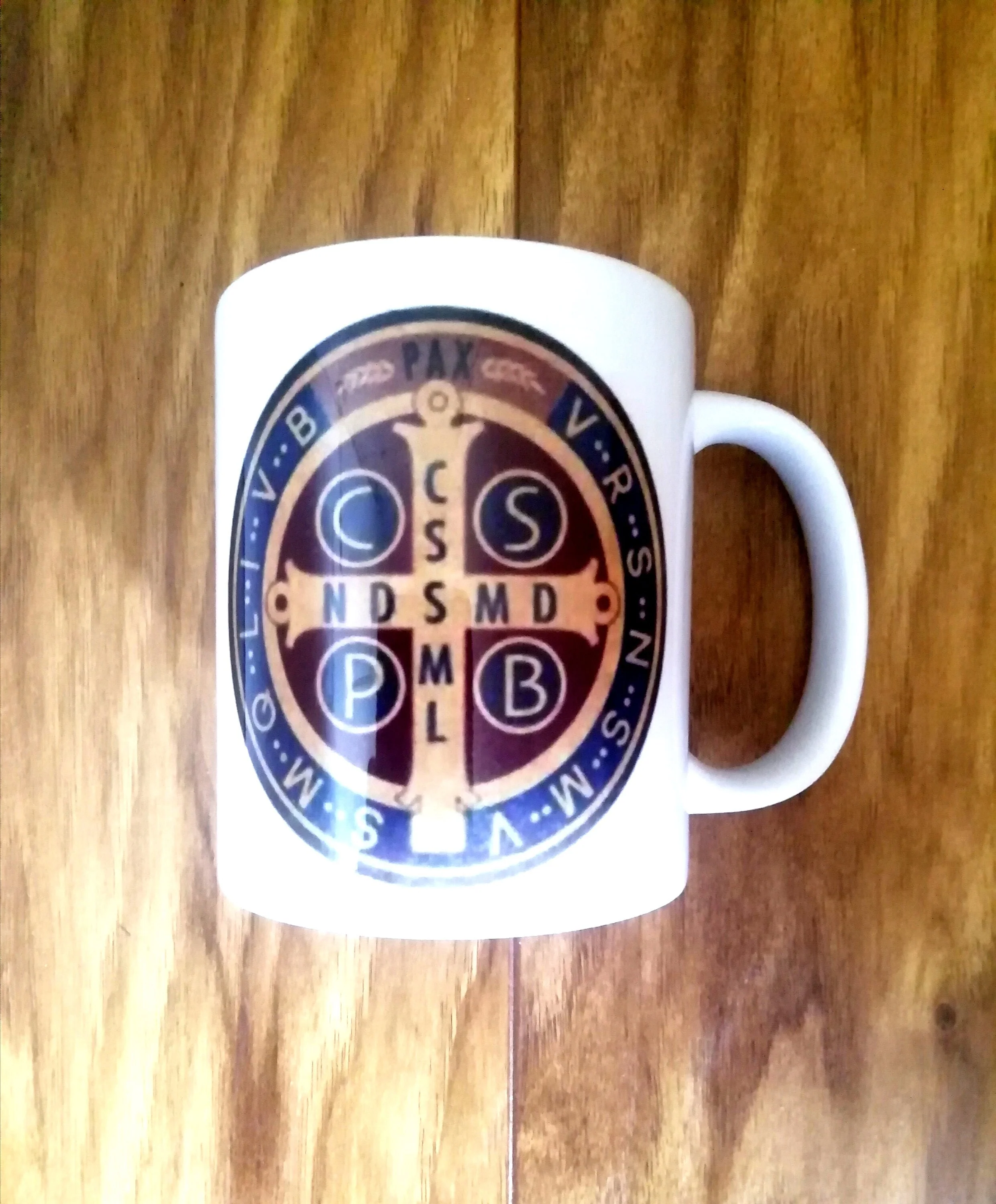 Saint Benedict, Colour, St. Benedict medal, Catholic Mug, Catholic gift, Stocking stuffer, Baptism, Holy Communion, Confirmation, Present - Image 5