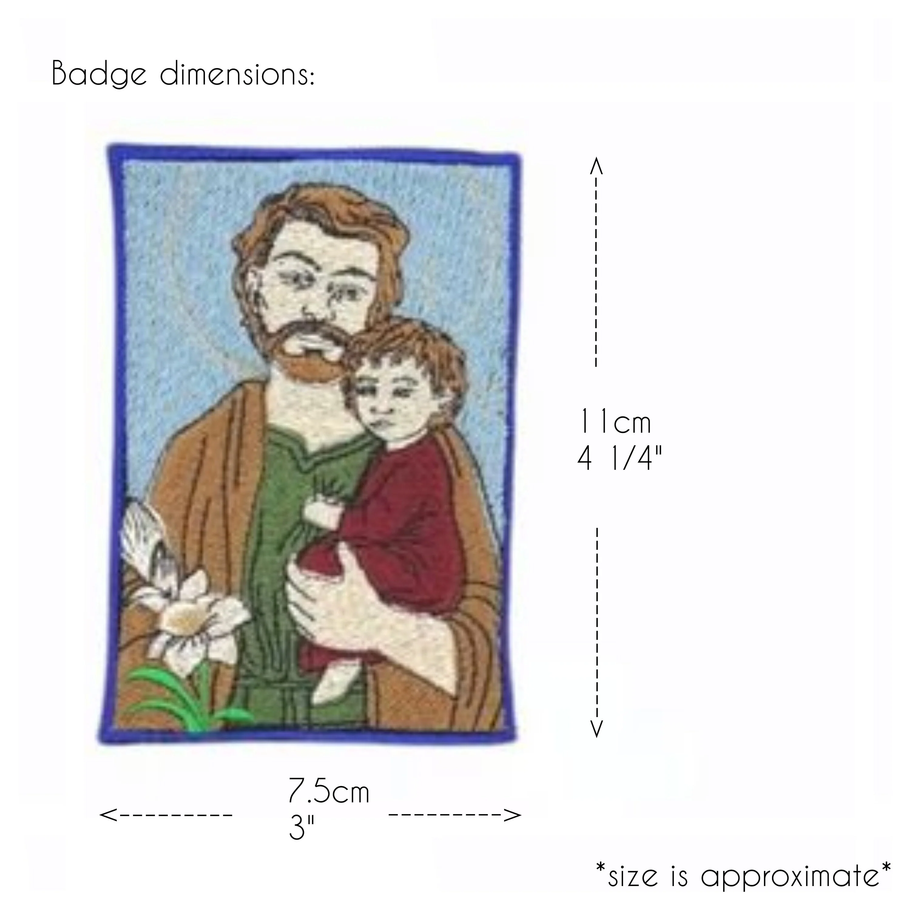 St Joseph, patch, Saint Joseph badge, embroidery, Catholic, Jesus, Catholic gift, saint gift, baptism gift, catholic saints, stocking - Image 3