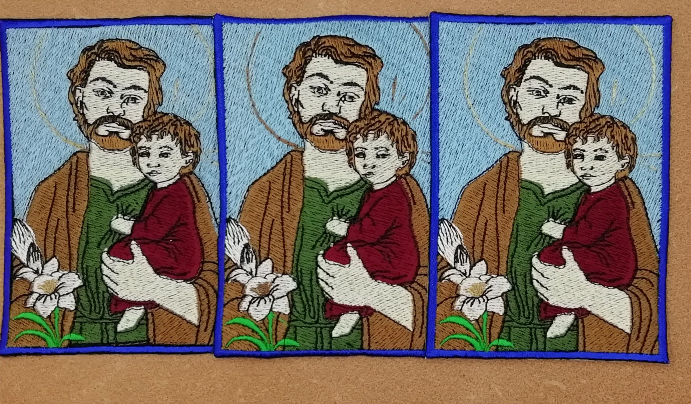 St Joseph, patch, Saint Joseph badge, embroidery, Catholic, Jesus, Catholic gift, saint gift, baptism gift, catholic saints, stocking - Image 7
