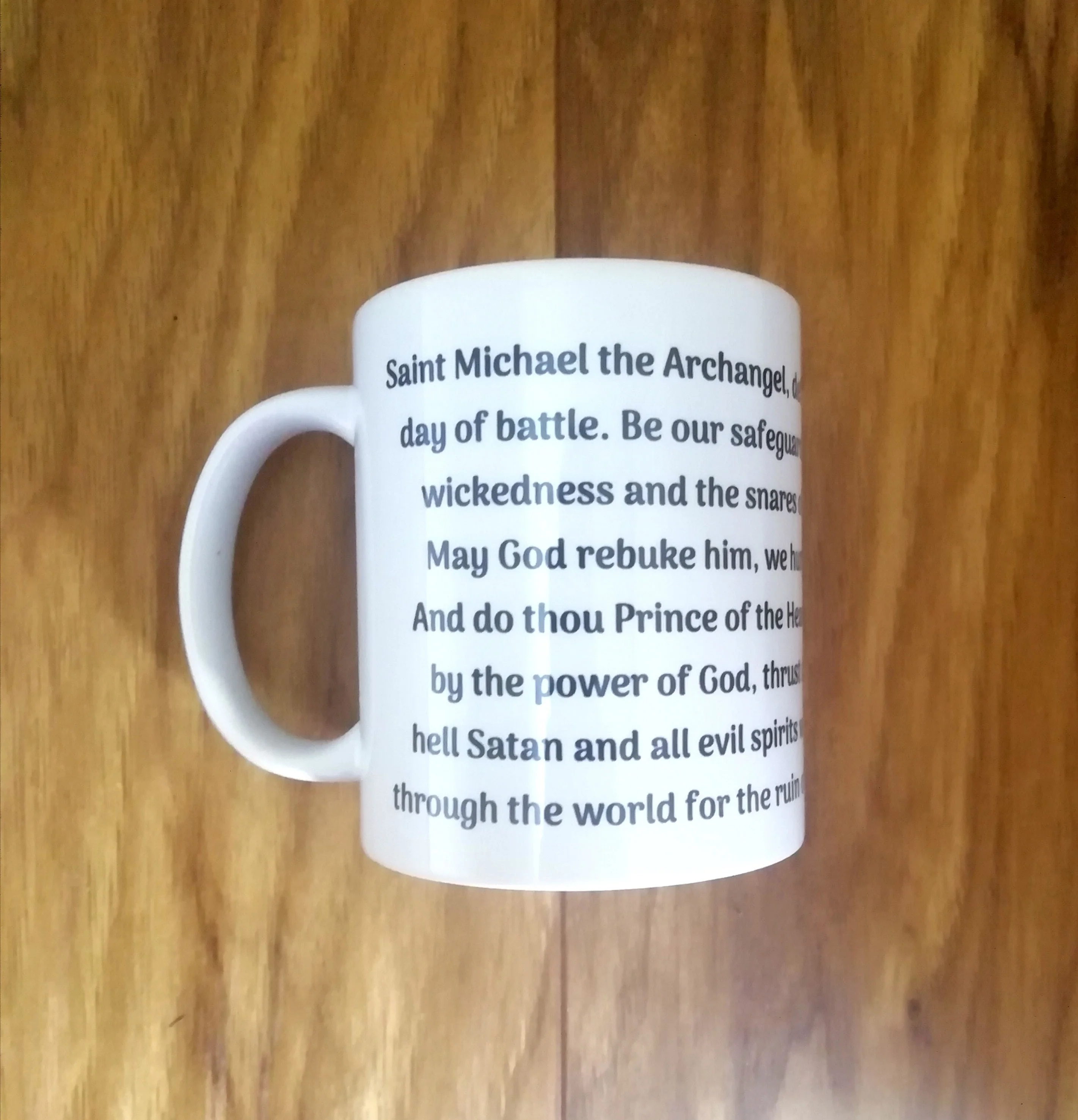 St Michael Archangel,  Prayer to St Michael, Catholic Mug, Catholic gift, Stocking stuffer, Baptism, Holy Communion, Confirmation, Present - Image 5