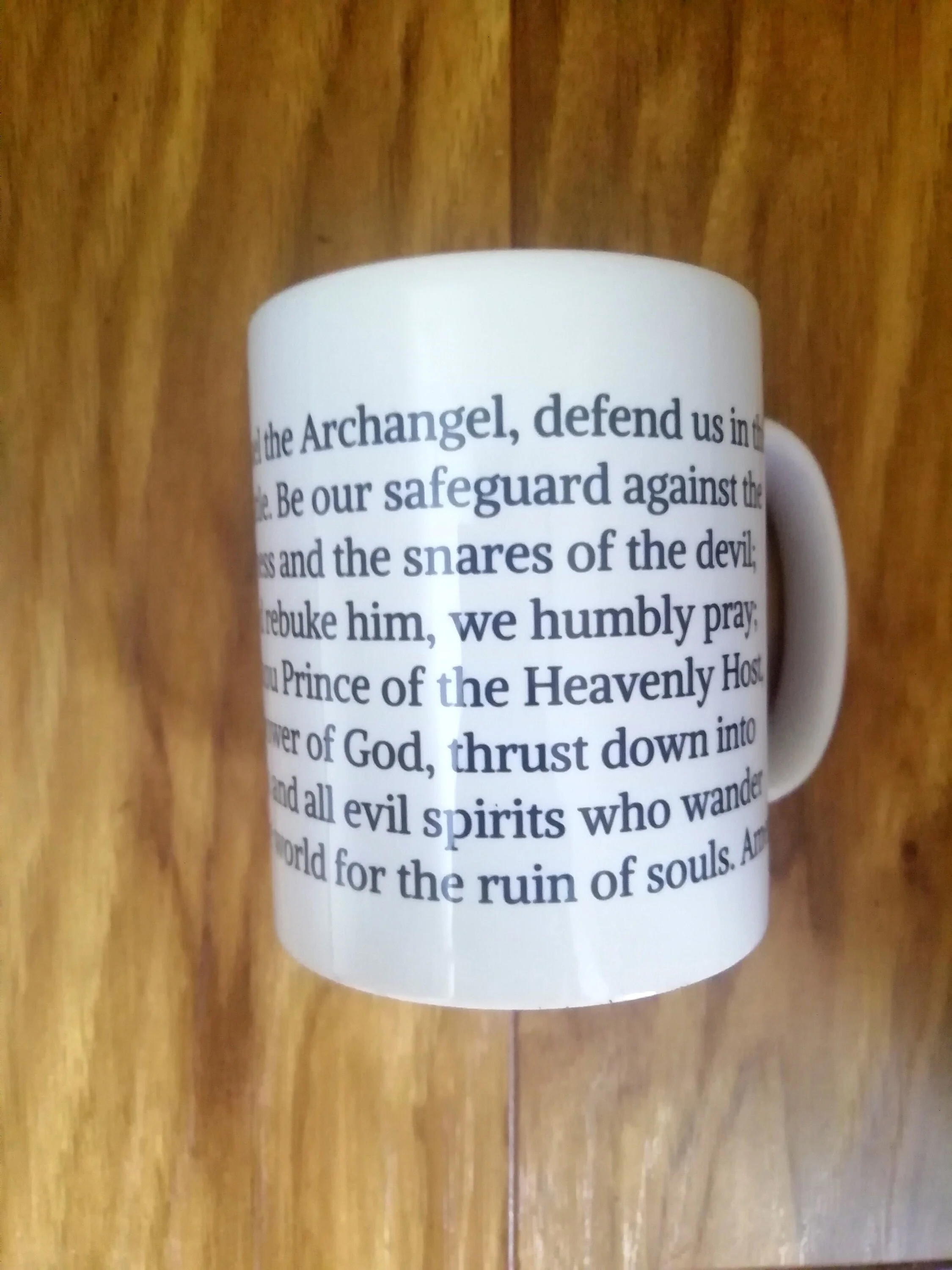 St Michael Archangel, Prayer to St Michael, Catholic Mug, Catholic gift, Stocking stuffer, Baptism, Holy Communion, Confirmation, Present - Image 5