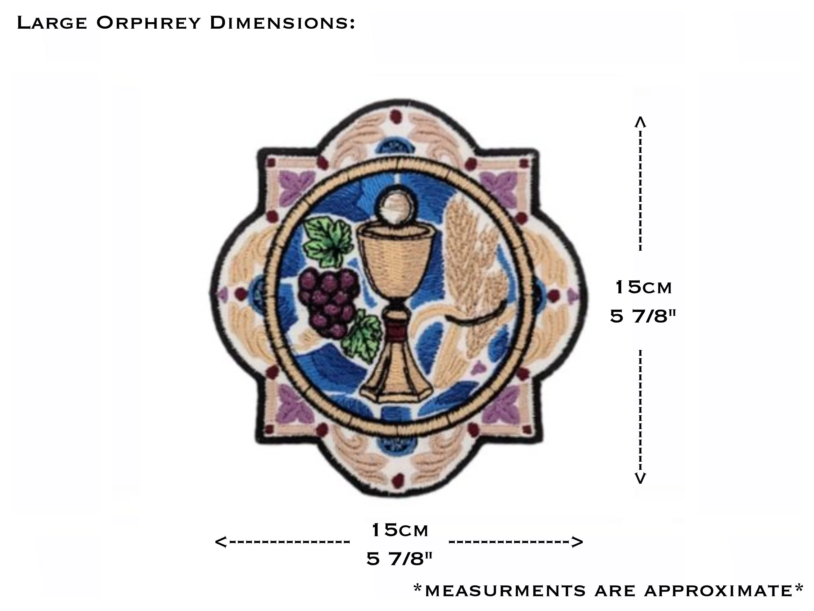 The Eucharist Orphrey, Chalice and Host, Iron on Patch, Sew on badge, Vestment making, Embroidered Orphrey, Ecclesiastical vestment making - Image 4