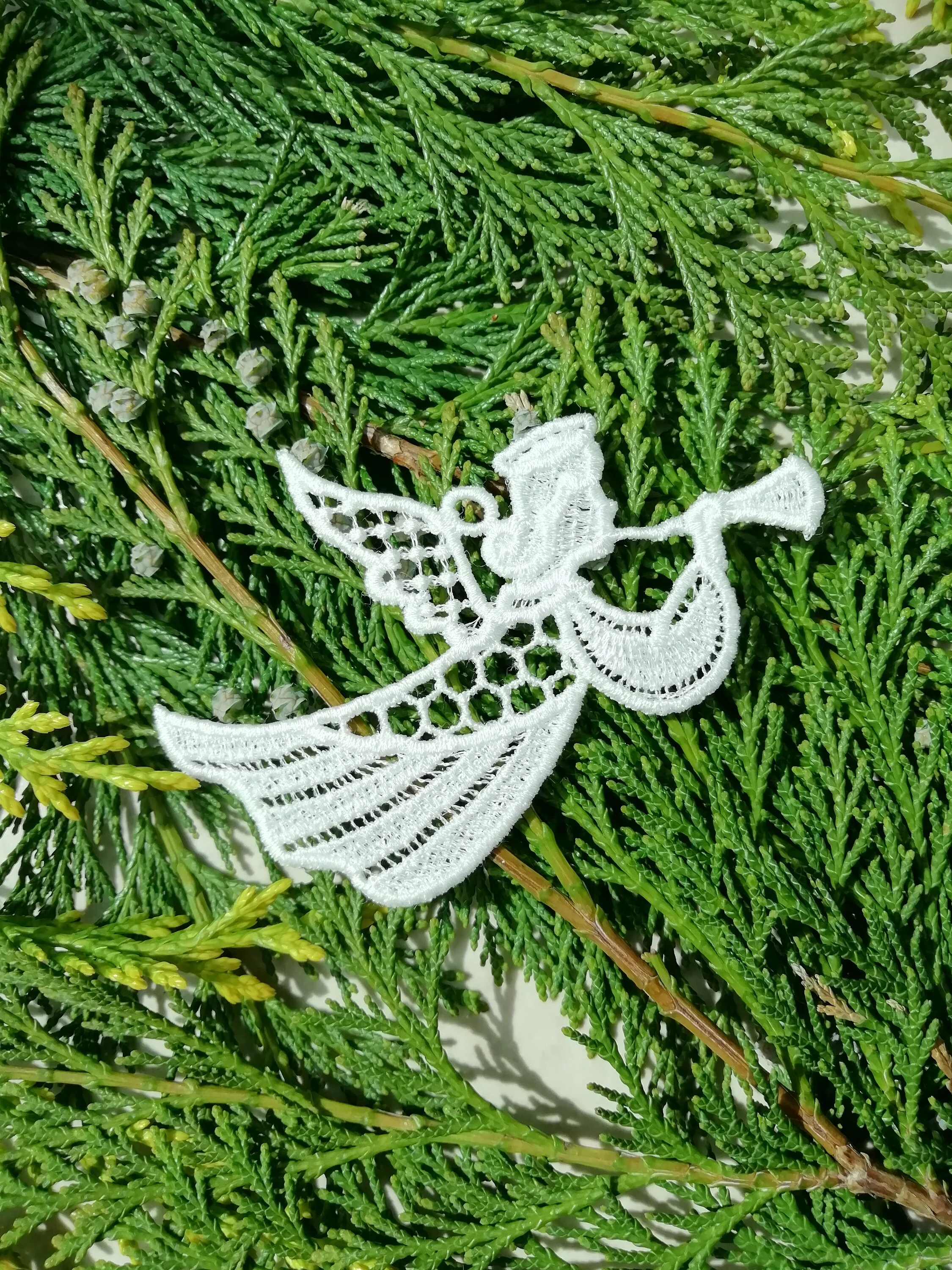 White lace Angels, angel lace ornament, christmas ornament, angel, christmas lace, christmas angel, angel ornament, free standing lace, lace - Image 3
