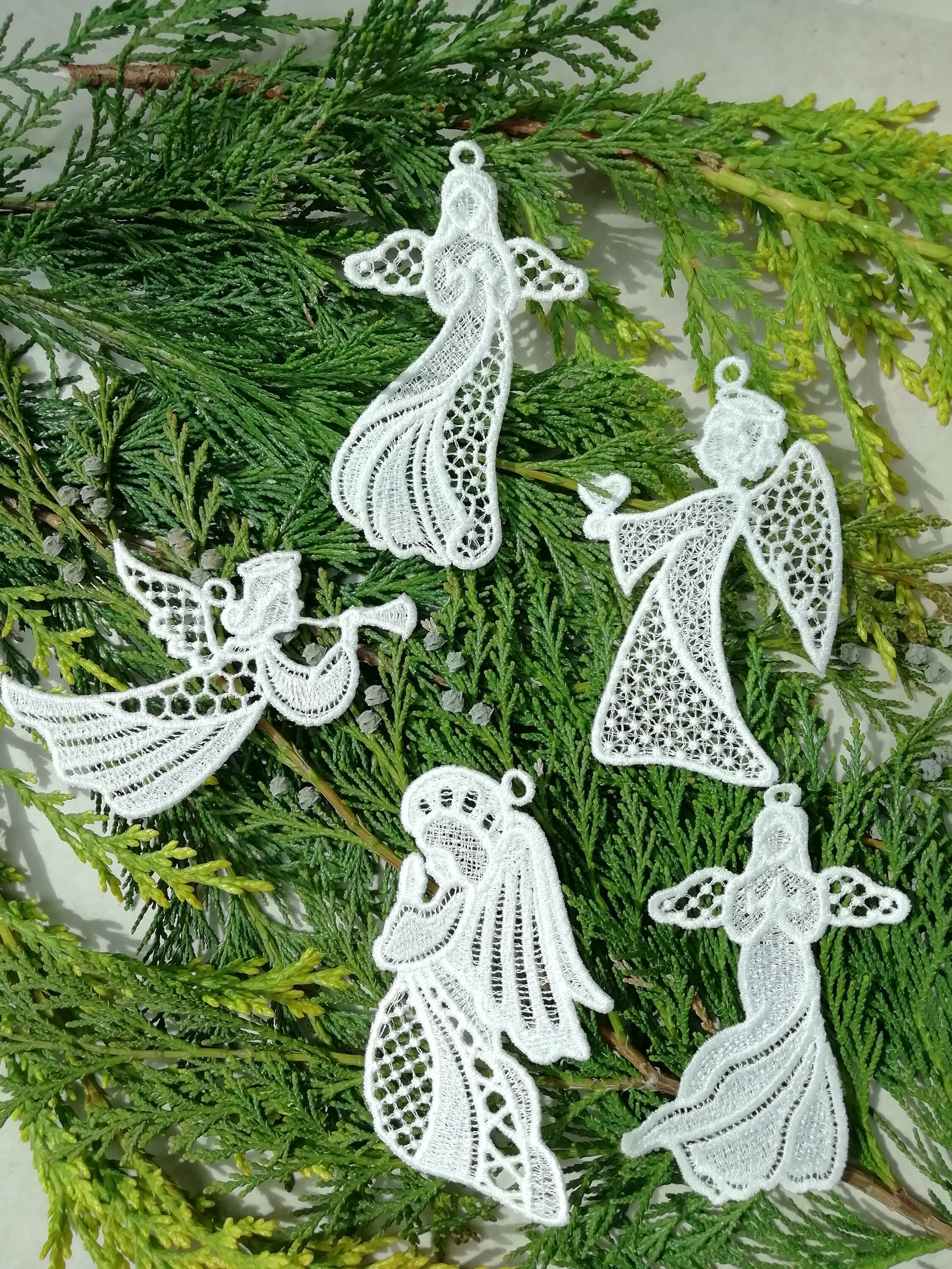White lace Angels, angel lace ornament, christmas ornament, angel, christmas lace, christmas angel, angel ornament, free standing lace, lace - Image 5