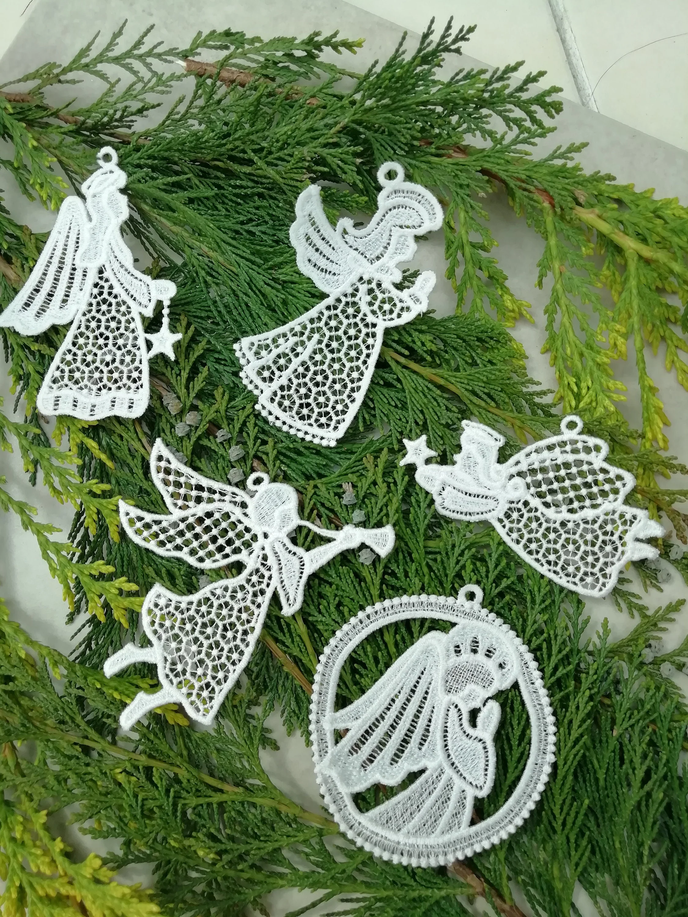 White lace Angels, angel lace ornament, christmas ornament, angel, christmas lace, christmas angel, angel ornament, free standing lace, lace - Image 6
