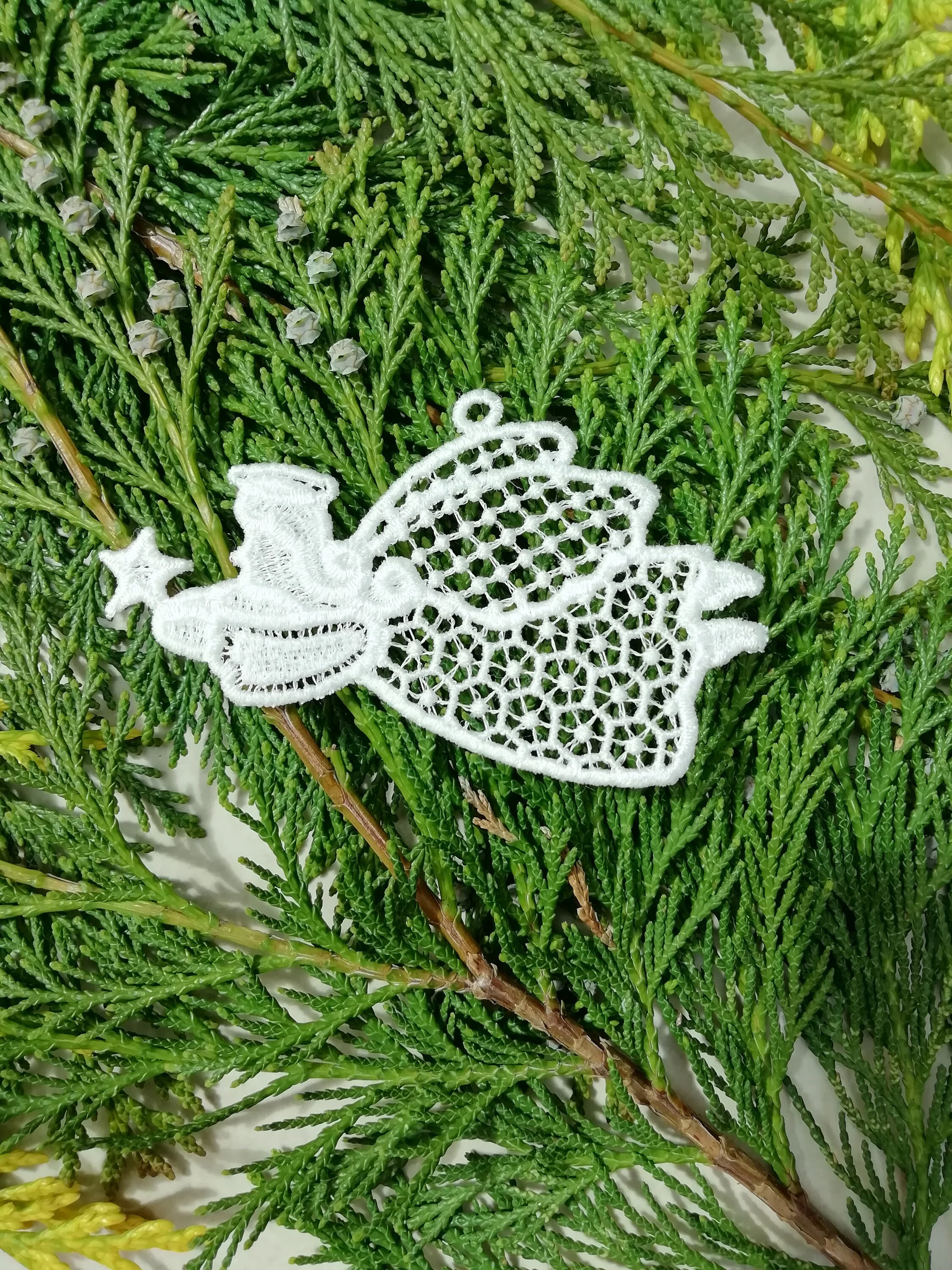White lace Angels, angel lace ornament, christmas ornament, angel, christmas lace, christmas angel, angel ornament, free standing lace, lace - Image 8