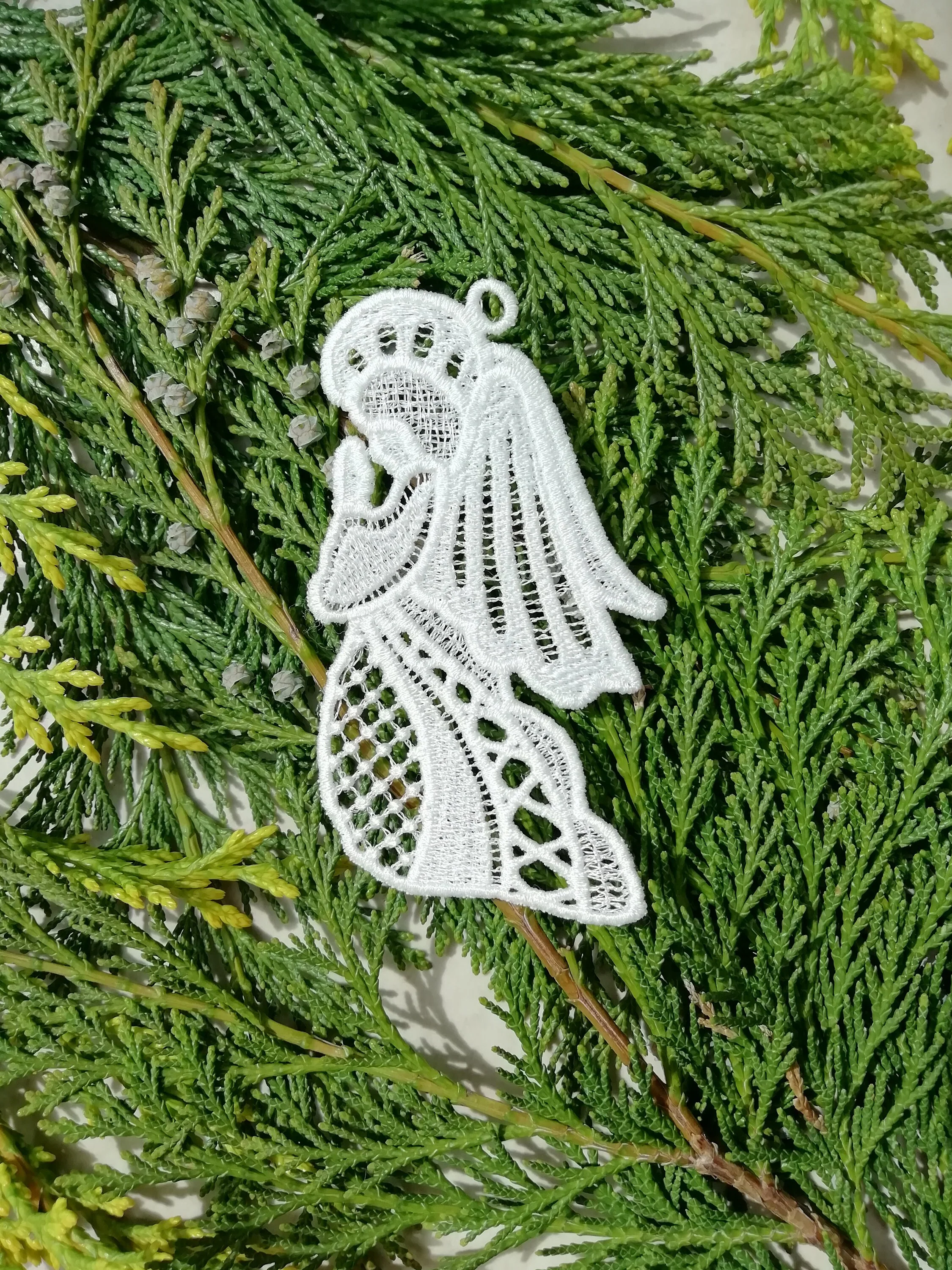 White lace Angels, angel lace ornament, christmas ornament, angel, christmas lace, christmas angel, angel ornament, free standing lace, lace - Image 9